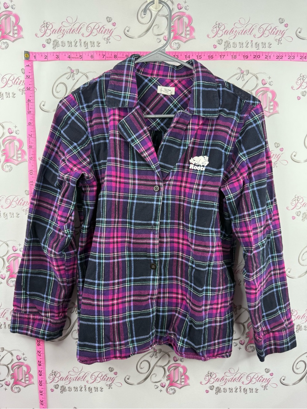 Roots long sleeve shirt Purple & Pink Plaid Button-Down Shirt